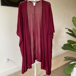 H&M oversized kimono sleeve maroon cardigan